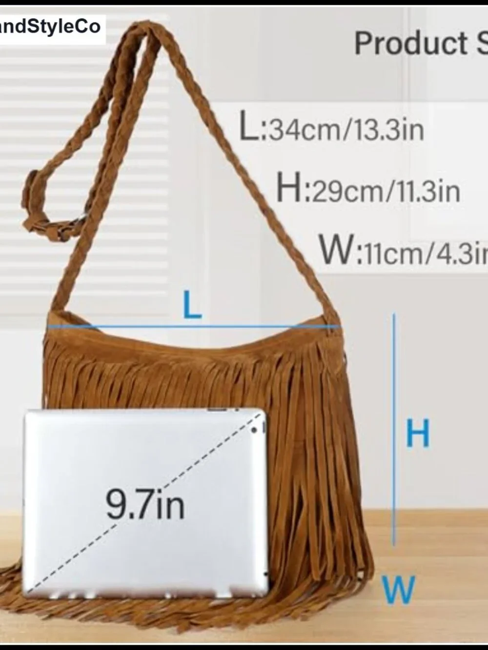 Fringe Crossbody Bag Women Large Hobo Shoulder Purse with Woven Strap